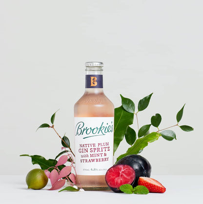 Brookie’s Native Plum Gin Spritz with Mint & Strawberry (275mL x 4) - drinkswithdave