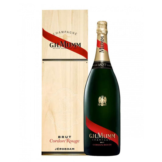 G.H. Mumm Cordon Rouge NV Champagne Wooden Box Jeroboam (3L) - drinkswithdave